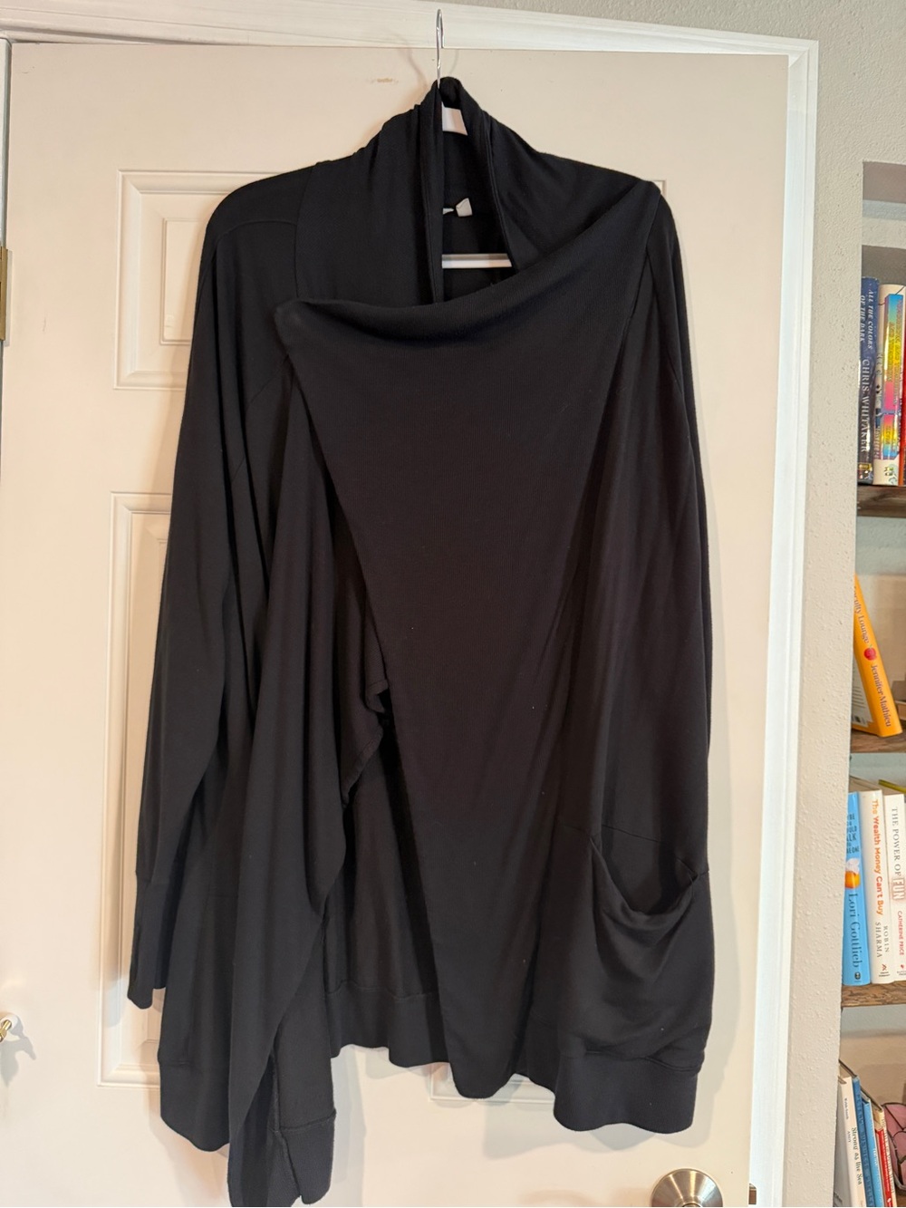 Athleta Black Draped Open-Front Cardigan - Picture 2 of 4